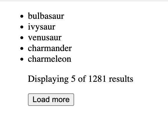 Build a paginated Pokemons list with a "Load more" button - starting from failing unit tests!