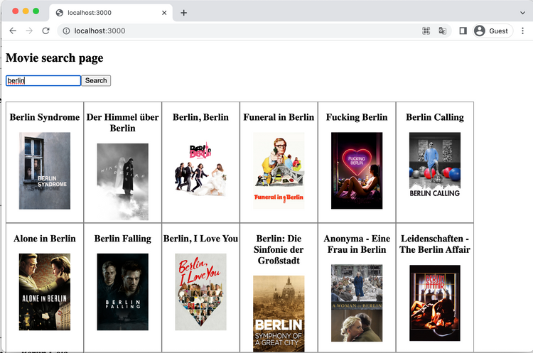 Create a movie search page