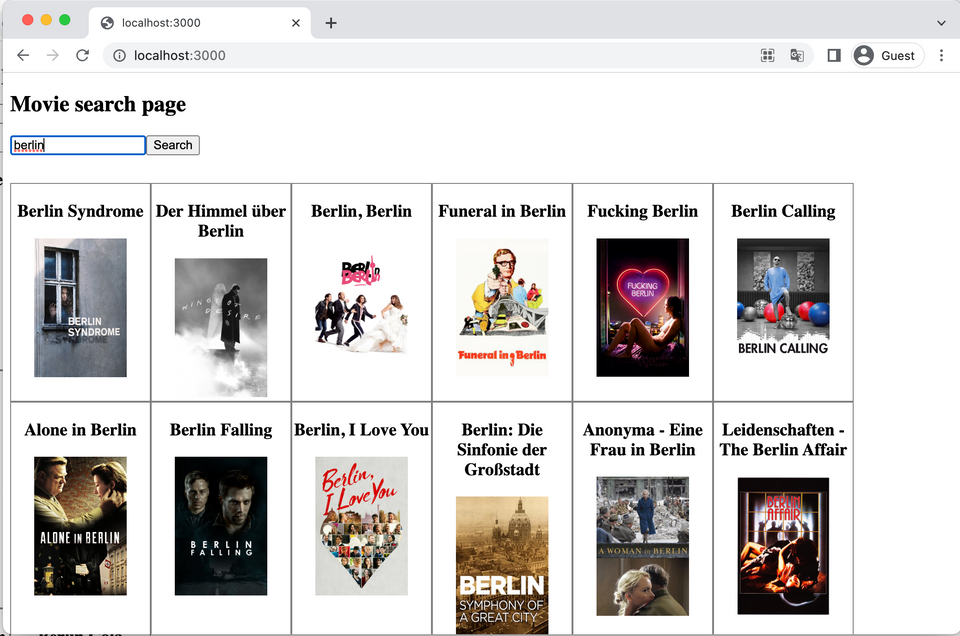 Create a movie search page